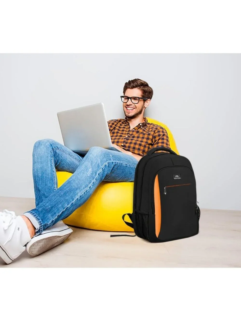 Stylish Orange Travel Backpack | Slim 15.6